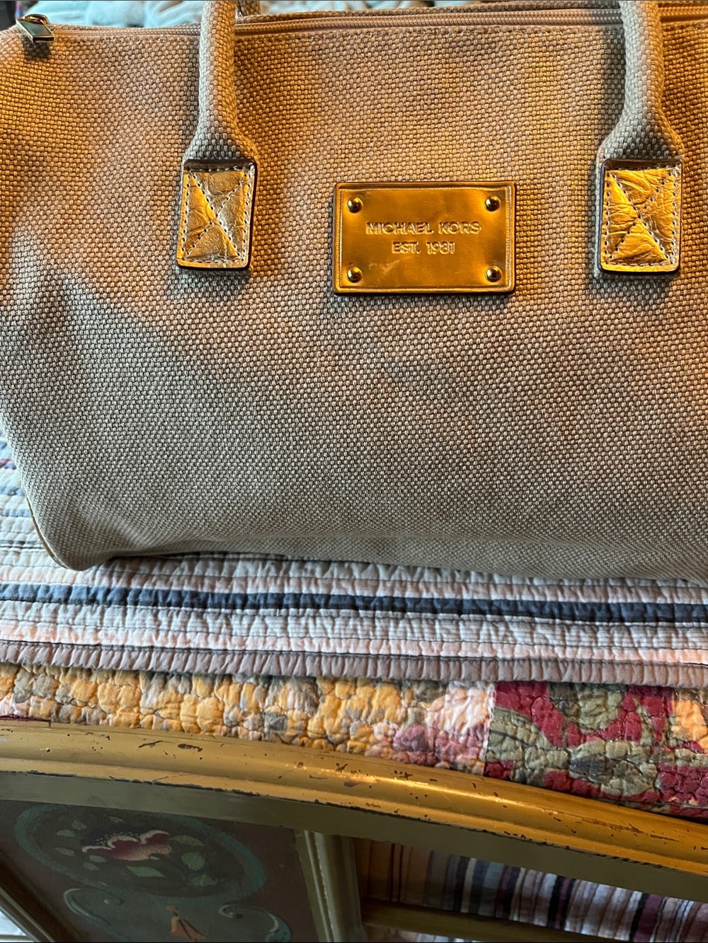 Michael Kors Metallic Cotton Canvas Bag
